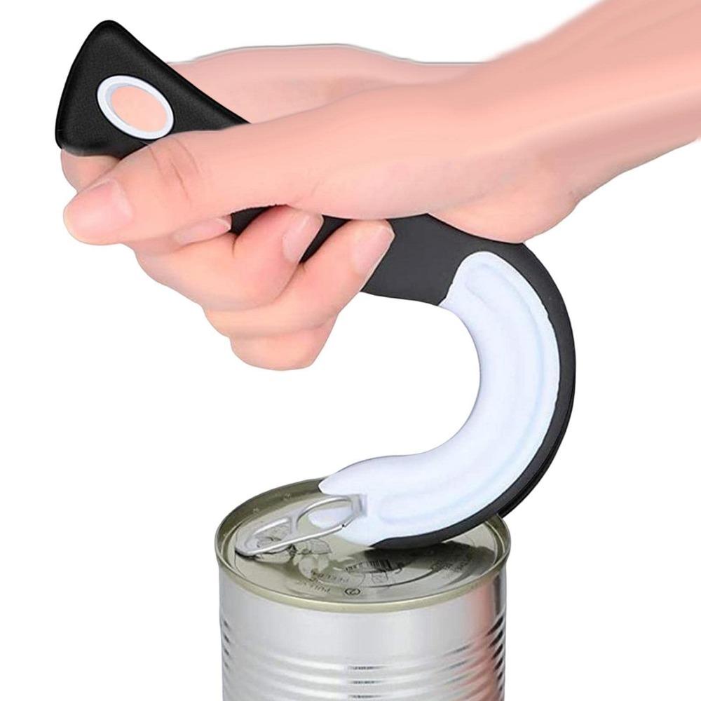 Portable J-Shaped Non-Slip Jar & Can Opener – Easy-Grip Tin Lid Remover for Kitchen, Multifunctional Ring Pull Tool