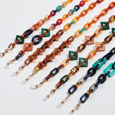 Chaîne de lunettes colorée en acrylique de 70 cm pour femmes Mode Géométrique Cordon Lanière Sangle Chaîne suspendue Accessoires Lunettes de soleil