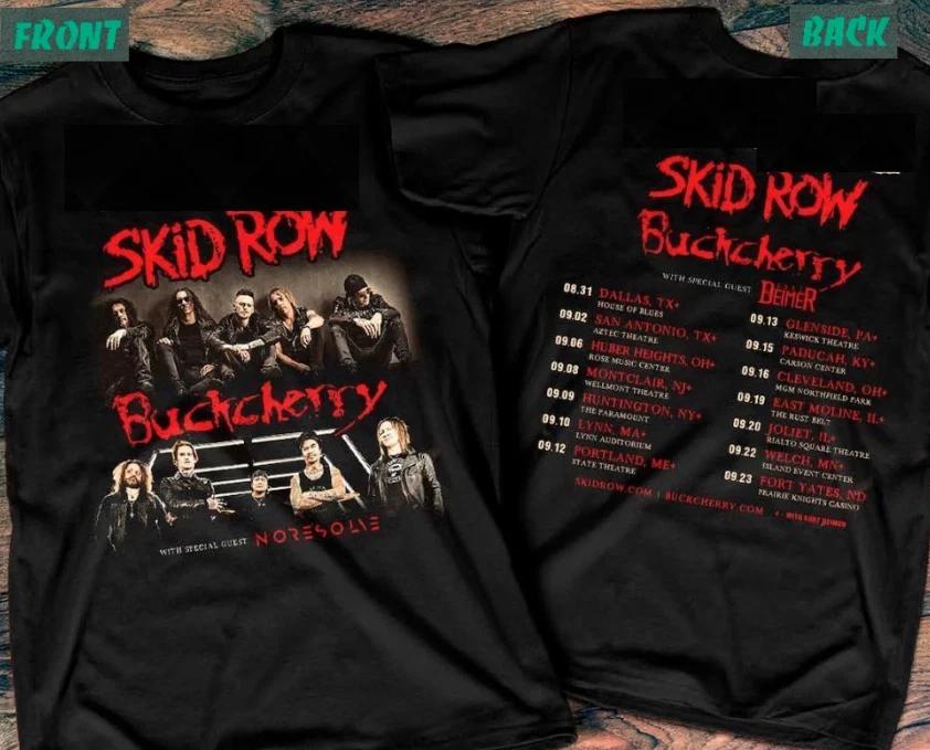 Skid Row Tour 2023 Cotton Black Full Size 2 Sided Unisex Shirt 4XL