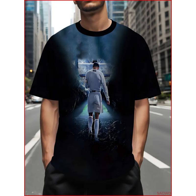 Modisches Herren-Rundhals-Kurzarm-3D-Casual-Farbprint-Casual-Kurzarm-Rundhals-T-Shirt
