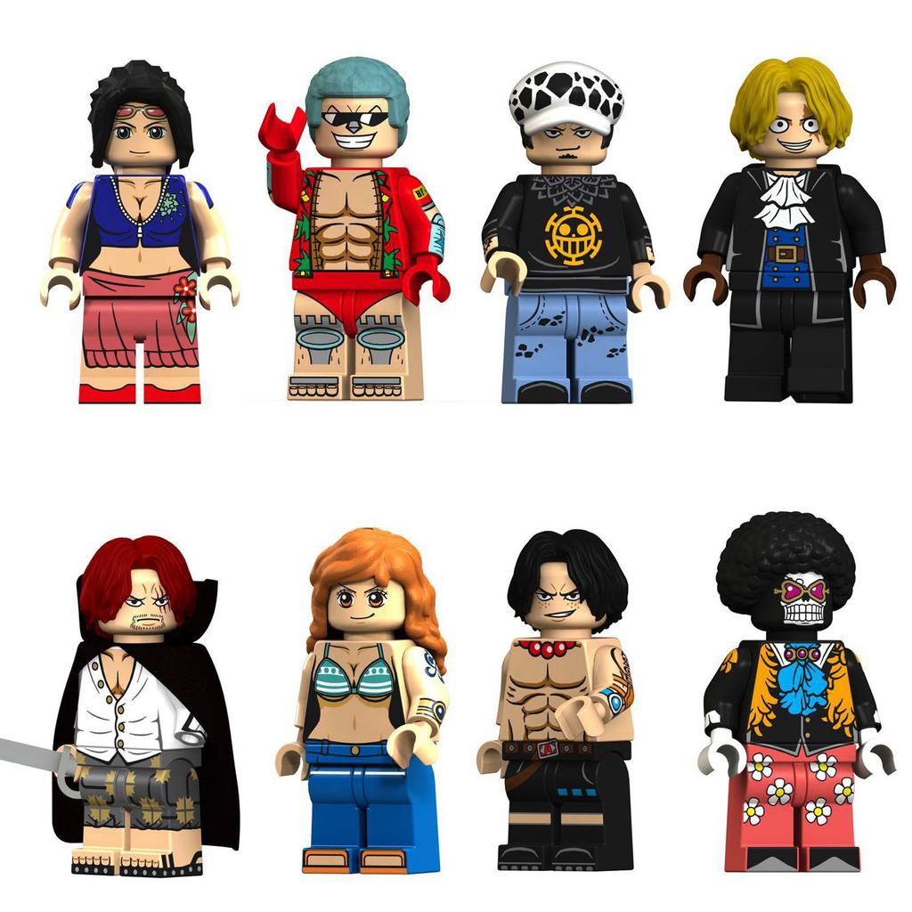 Blocco da Costruzione Pirata One Piece Minifigure Giocattolo Luffy Zoro Chopper Ace Action Figure Giocattolo Educativo per Bambini