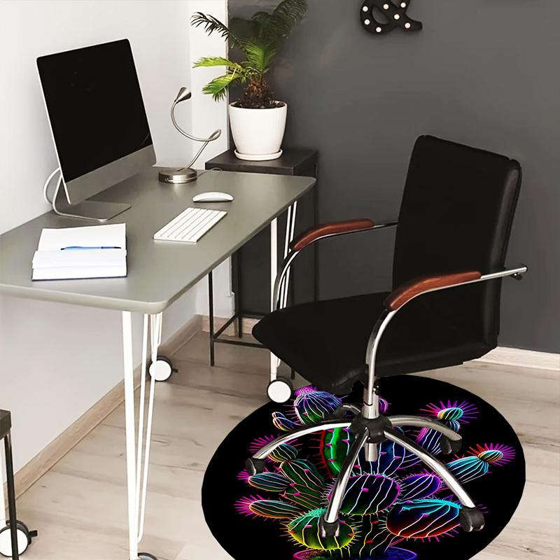 1pc Neon Cactus Artwork Round carpet, Perfect for Decorating Chairs, Living Rooms, Or Bedrooms, for Living Room.111 80cm by 80cm
