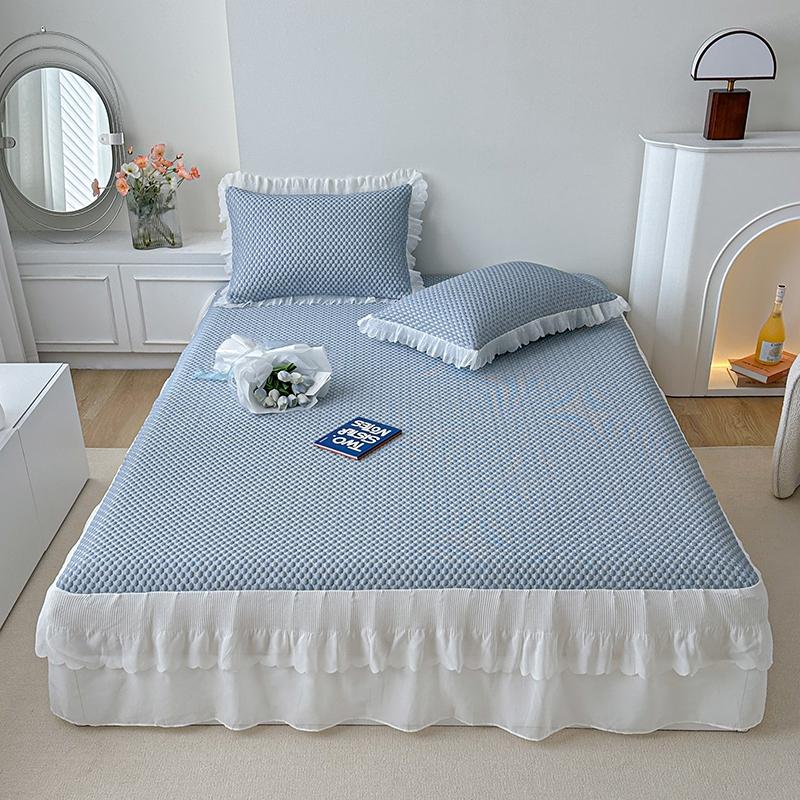 Antibacterial Breathable Fitted Sheet Cool Feeling Silk Mint Water Molecule Cooling Mat Summer Cool Bed Cover (With Pillowcase)