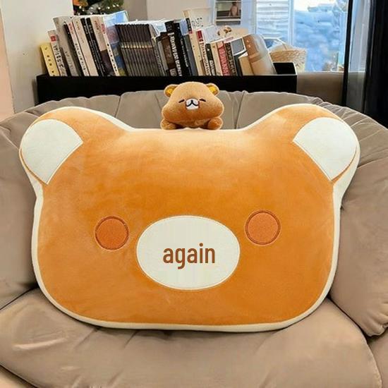 

Cute Rilakkuma Plush Bedside Lumbar Back Support Pillow - Large Sleeping Hug Cushion Birthday Gift 45 cm светло-коричневого