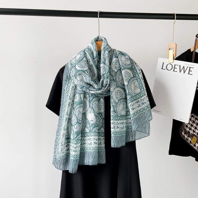 New cotton and linen scarf women's autumn high-end sense conch pattern silk scarf soft thin shawl headscarf