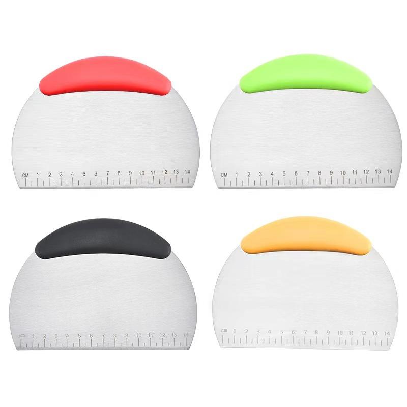 1Piece Flour Cutter Stainless Steel with Scale Flour Dough Cutter Rice Noodles Scraper Household Kitchen Cake Baking Scraper