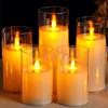 LED Electronic Candle Acrylic Cup Warm Light with Battery Flameless Moving Candle Christmas Church Wedding Home Bedroom Decor