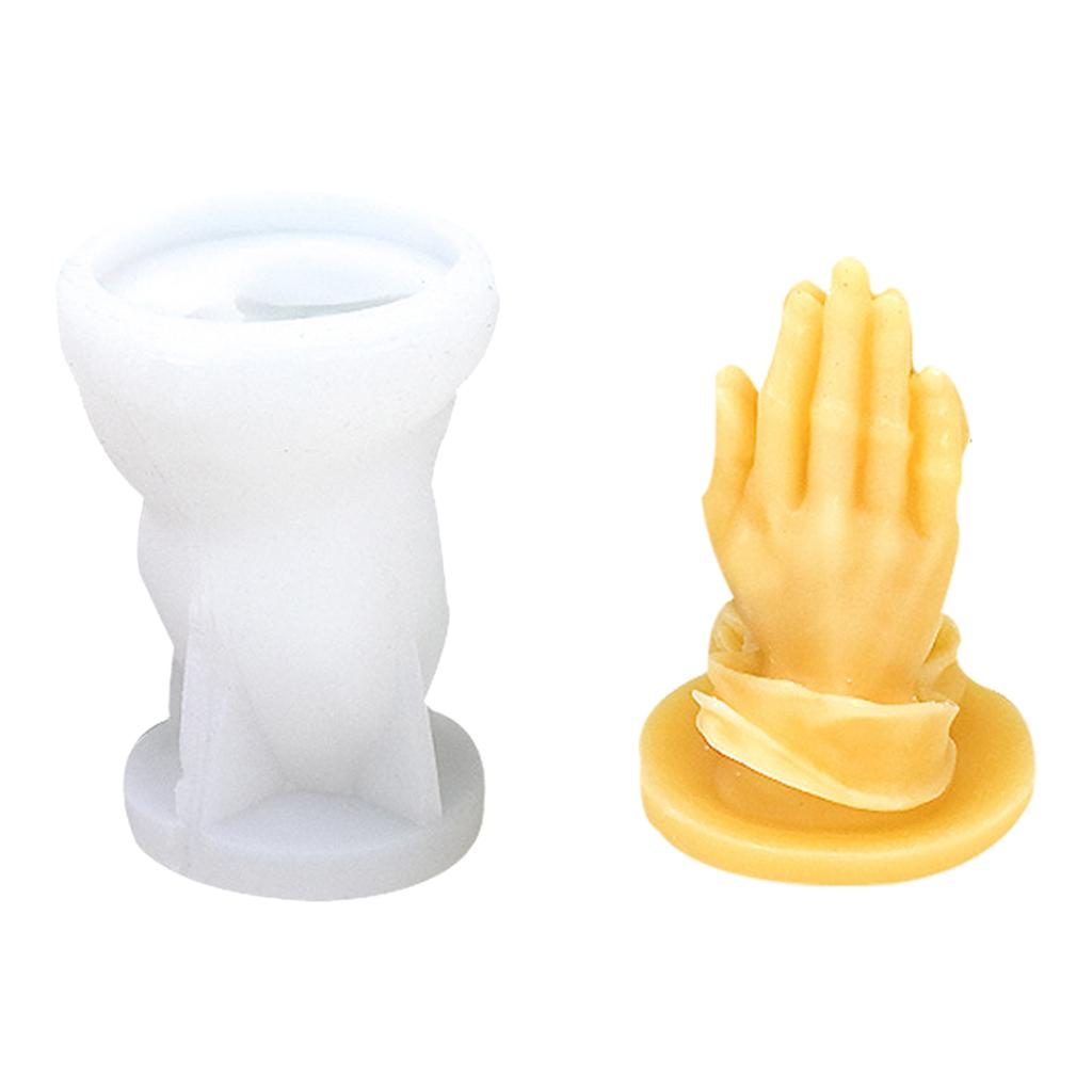 3D Hands Foldedh Silicone Mold Buddhas Beads Hand Candle Mould Handmade Scented Candle Making Mold Soap Mould for Prayer