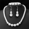 1 Set Faux Pearl Jewelry Women Beaded Necklace Bracelet And Earrings Elegant White