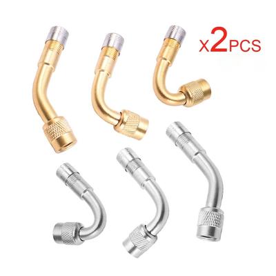 2Pcs Car Motorcycle Bicycle 45/90/135 Degree Angle Valve Adaptor Metal Tyre Tube Valve Extension Adapter for Scooter Tire Valve Caps  Replacement