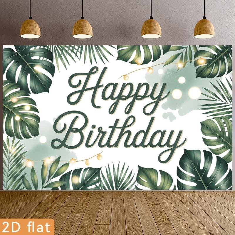 2D Flat Surface Green Tropical Leaves Birthday Celebration Background Fabric Suitable for Party Decoration Polyester Fiber
