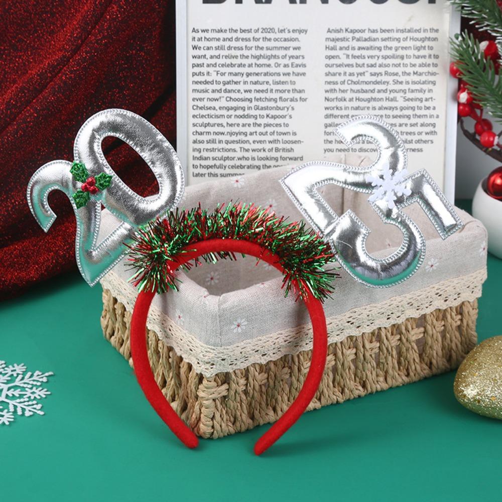 

Letter Christmas Headpiece Sequin New Year Headdress 2025 Happy New Year Headband Children срібний