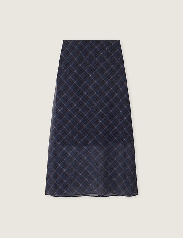Roem Check Long Skirt Rmwhg24Rt1