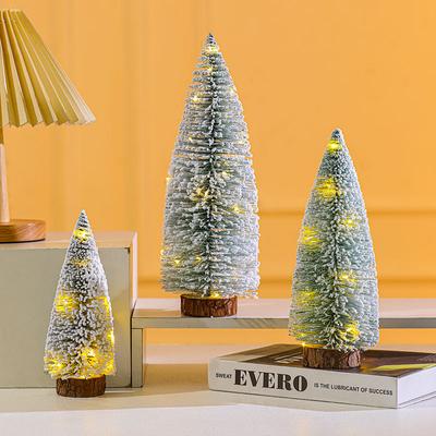 Weihnachtsdekoration Klebrige Mini Schnee Weihnachtsbaum Tischdekoration Strömten Zeder Baum Szene Anordnung Geschenke