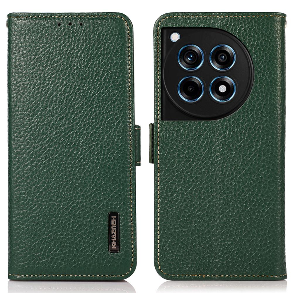 

KHAZNEH For OnePlus Ace 3 5G/12R 5G Magnetic Phone Case Litchi Texture RFID Blocking Anti-drop Cover Green