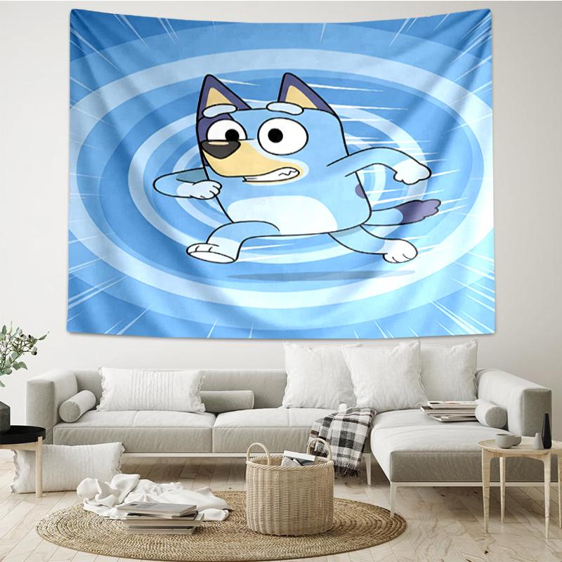 Bluey Print Wandteppich, Hintergrund, Einfache Montage, Ideal für Schlafzimmer, Büro & Wohnzimmer, mit Ästhetischem Wandbehang Dekor.