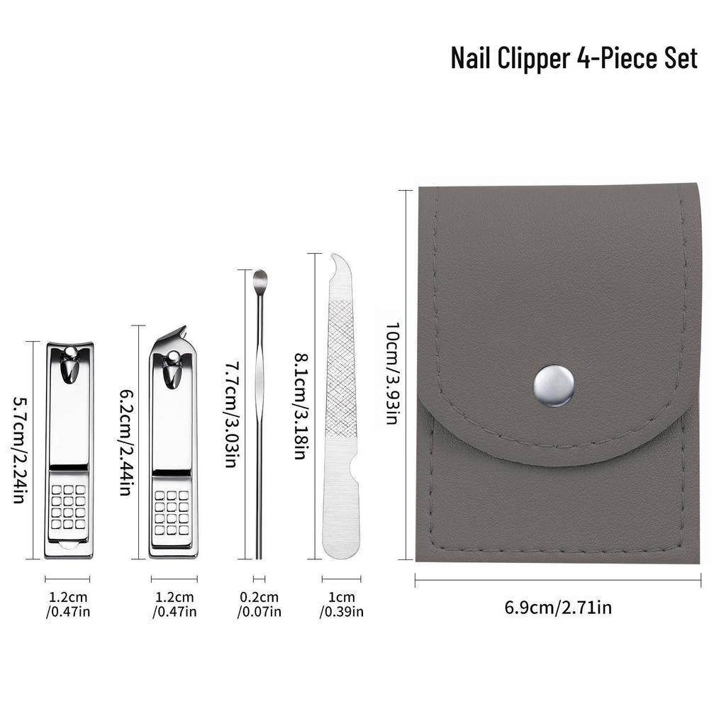 Nail Clipper & Angled File Set with Ear Pick - Manicure Tools for Women