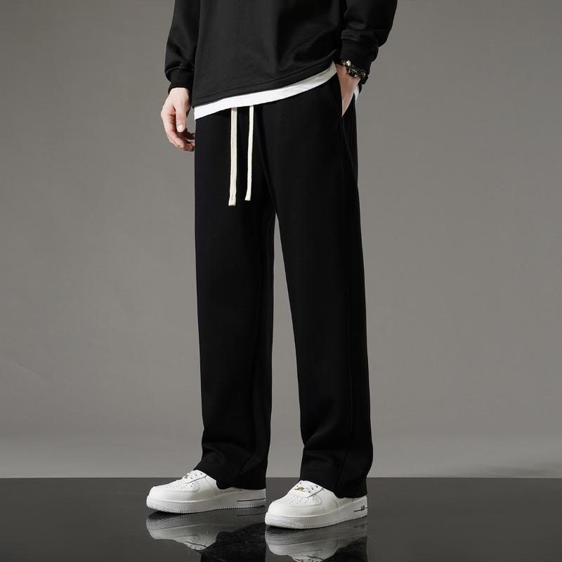

New spring and autumn men s casual pants men s sweatpants straight loose velvet sweatpants solid color versatile pants large size S