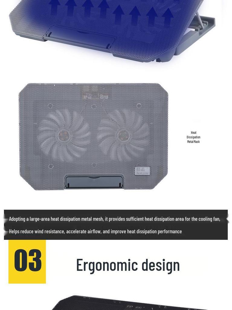 N99 Laptop Cooling Base with Adjustable Height for 14-Inch Devices