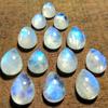 Pietra Preziosa Cabochon a Forma di Goccia di Moonstone Arcobaleno Naturale | Pietra Sfusa con Riflessi Blu a Forma di Goccia per la Creazione di Gioielli