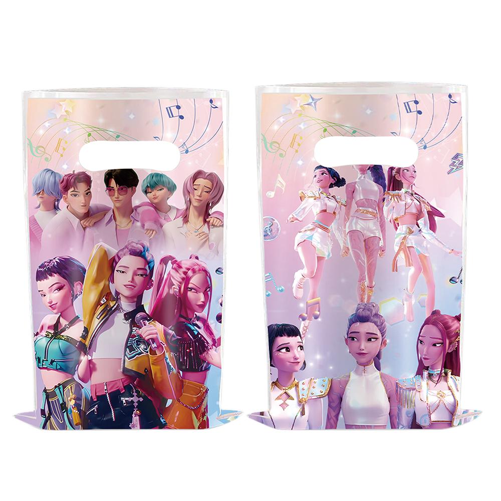 EE   10Pcs Kpop Demon Hunters Candy Paper Bag Gift Bag Loot Bag Cartoon Handbag Goody Bags For Kids Birthday Party Supplies