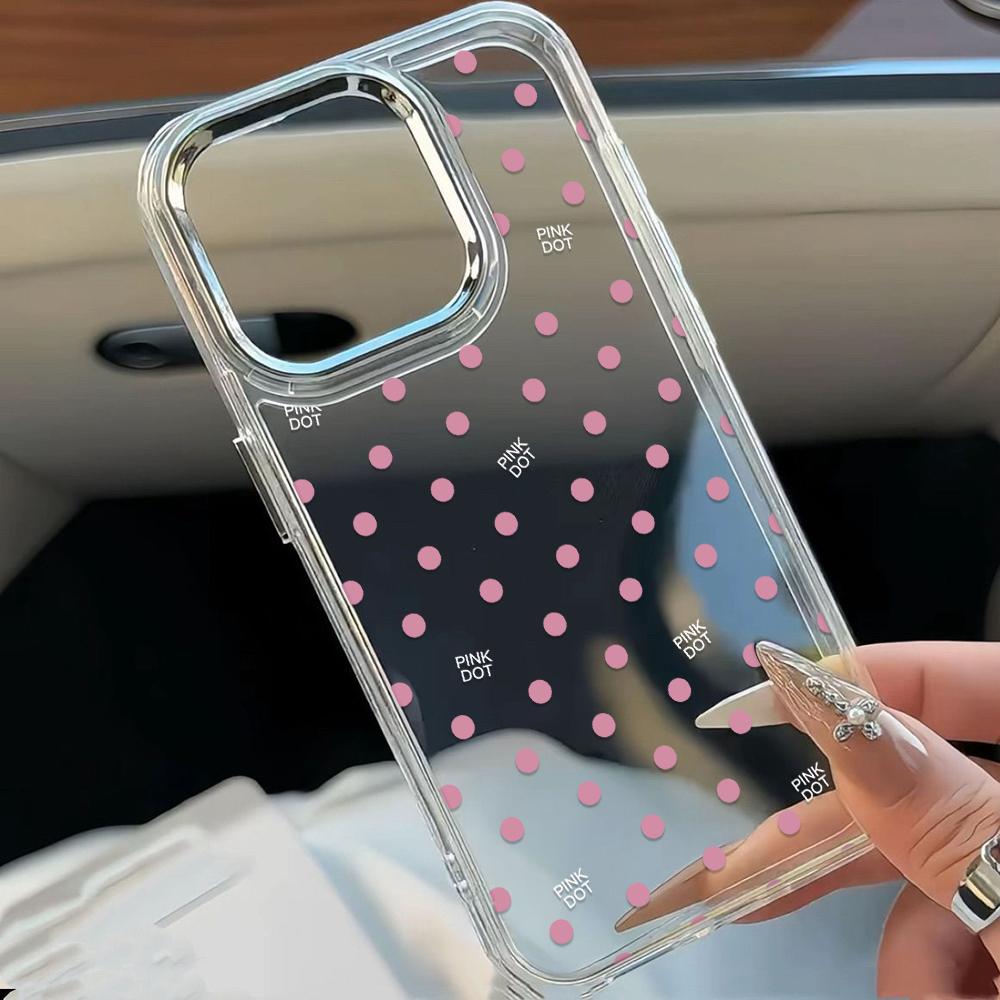 Luxuriöse Rosa Punkte Handyhülle Für Iphone 17 17E 16E 13 Plus 14 Pro Max 12 11 15 16 Transparent Glatt Anti-Drop Hülle Coque