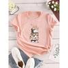 Cat Print Crew Neck T-Shirt Casual Short Sleeve T-Shirt For Spring Summer Women's Clothing