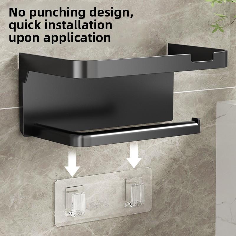 Wall-Mounted Bathroom Tissue Holder Modern Double Layer Paper Roll Organizer for Home Use