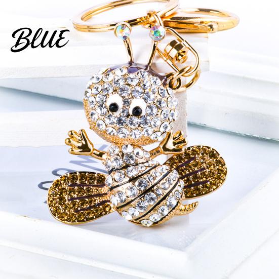 Wear-resistant Keychain Sparkling Rhinestone Bee Cute Animal Key Ring Bag