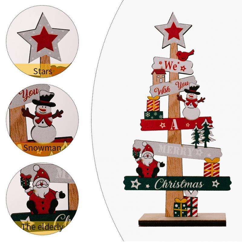 Wooden Christmas Tree Desktop Ornament Santa Claus Merry Christmas Sign Plaque Xmas Decoration for Home 2025 New Years Noel Gift