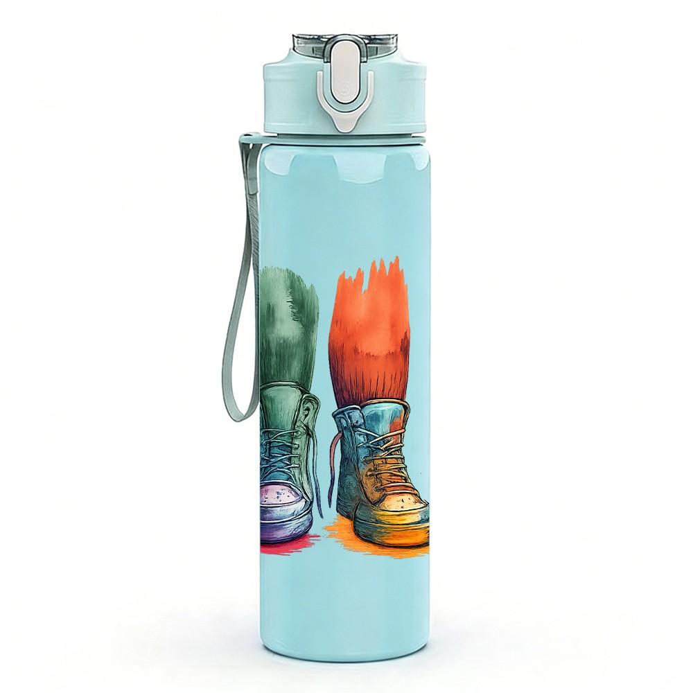 1PC Basketball Boot Sport Art 750ml Color Plastic Sports Water Bottle Leakproof Flip Straw Lid Suitable for Sports Office Home Use