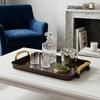 ABS Plastic Serving Tray with Handles Spill-Proof Rectangular Reusable Decorative Food Plate Buffet Dinner Dishes Kitchenware