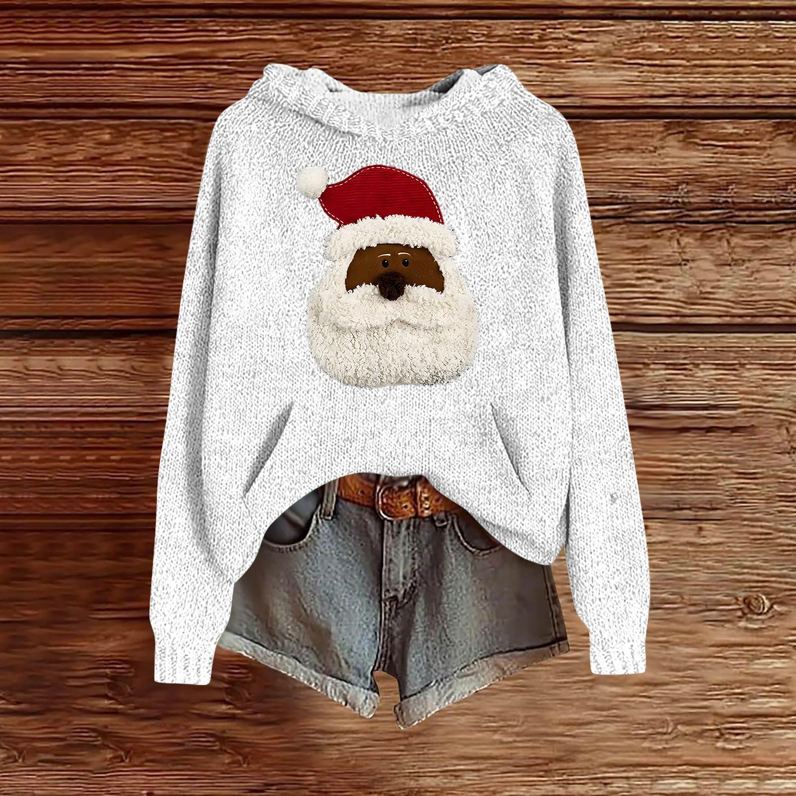 

Женские толстовки Вязаный свитер Милая рубашка Осенний пуловер Толстовка с капюшоном S белый