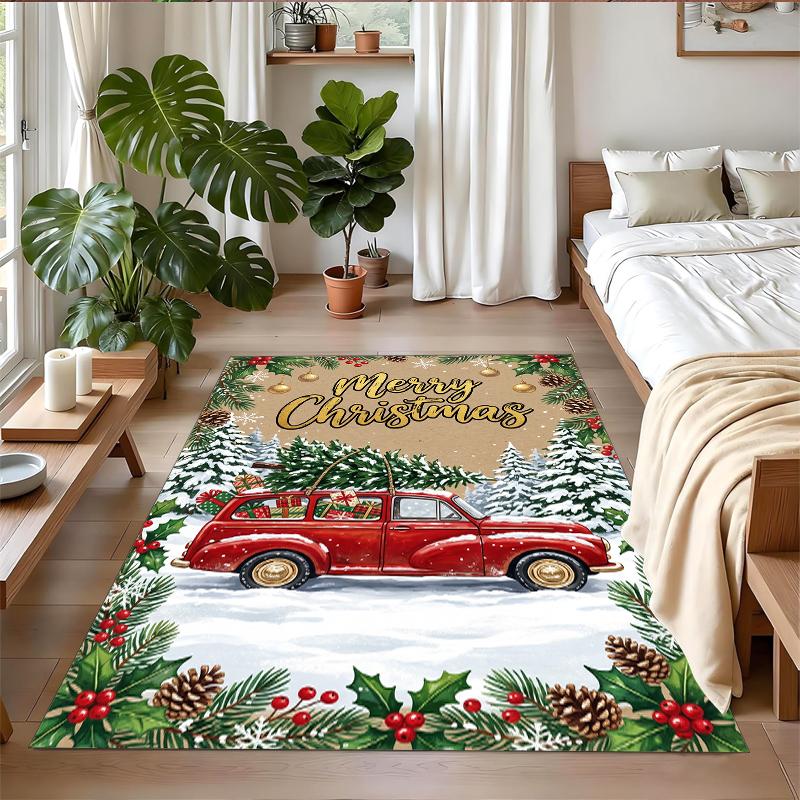 Christmas Printed Square Area Rug Soft Non Slip Floor Carpet For Bedroom Holiday Gift