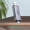 Ugreen CM185 Dual-Port USB-A/C 3.0 Card Reader for SD & microSD - Gray