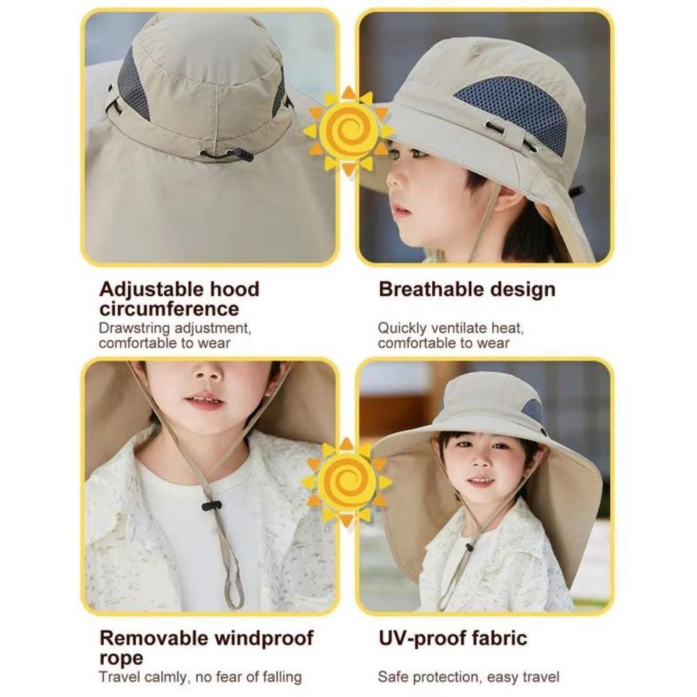 USB Charging Wide Brim Sun Cap Waterproof Sunshade Fan Cap Children's Solar Fan Hat  Boys