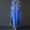 Women Long Dress Round Neck 45720 Sleeves Loose Floral Print Fashion Outfits