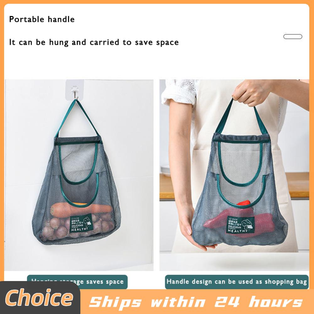 Fruit Vegetable Storage Bag Reusable Shopping Handbag Washable Eco Friendly Hollow Net Portable for Garlic Potatoes Onion