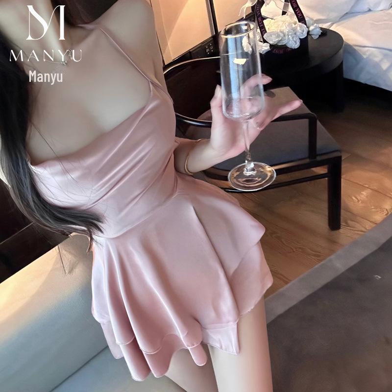 Seductive Lingerie Set: Hot Low-Cut Backless Nightdress with Open-Front Robe