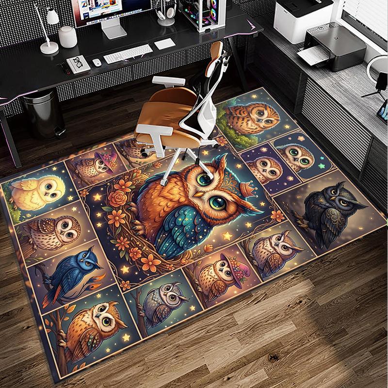 Moonlit Owl Fantasy Office Rug Chair Mat, Entryway Carpet, Suitable for Front Door, Bedroom, Living Room, Desk, Holiday Gift