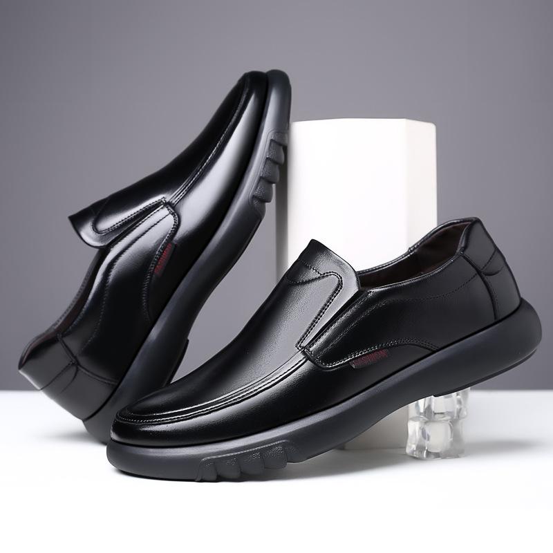 Men's shoes autumn new cowhide business casual men's leather shoes leather soft sole breathable middle-aged dad shoes extra large size