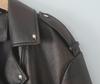 European & American Style Women's Slim Leather Motorcycle Jacket with Lapel Zipper