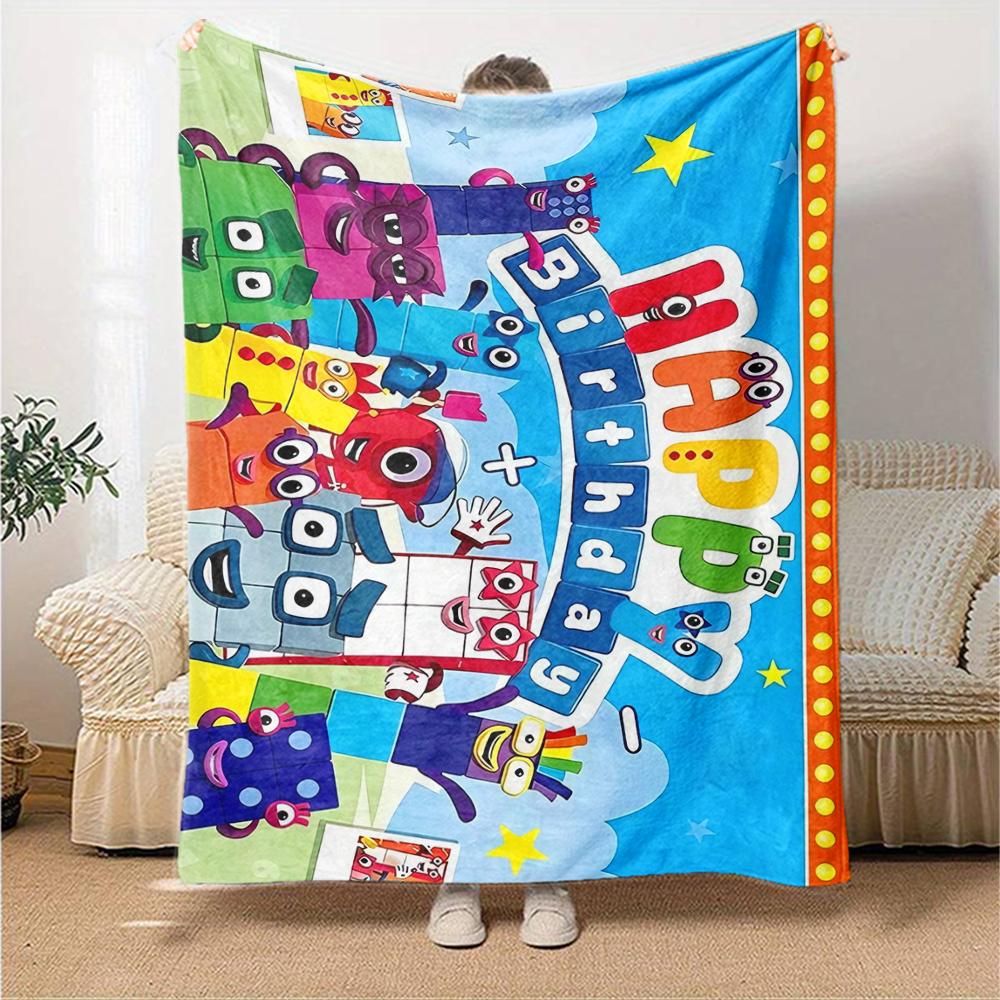 Numberblocks Theme Printed Blanket - Perfect for Couch, Bed, Travel & Outdoor Use | Machine Washable, Cozy & Durable.