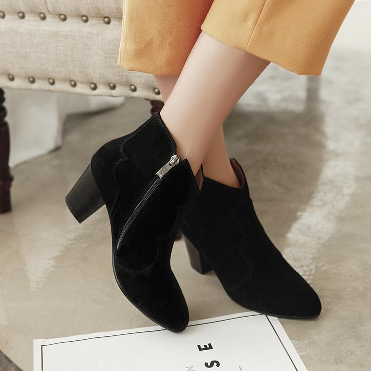 8.Women's High Heel Short Boots Fashion Suede Autumn/Winter New Thick Heel Large Size Women's Boots