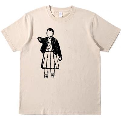Kleines Mädchen Elf Print T-Shirt, Amerikanische TV-Serie reine Baumwolle kurzärmeliges Herren- und Damen-Lockeres bedrucktes T-Shirt