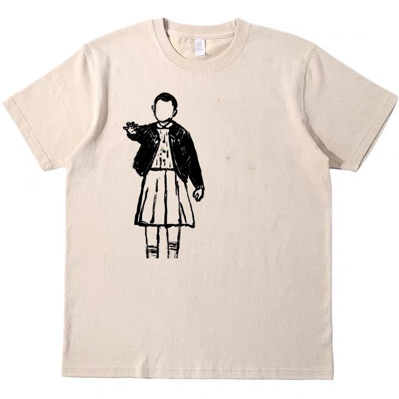 

Little Girl Eleven Print T-shirt, American TV series pure cotton short-sleeved men s and women s loose printed T-shirt S