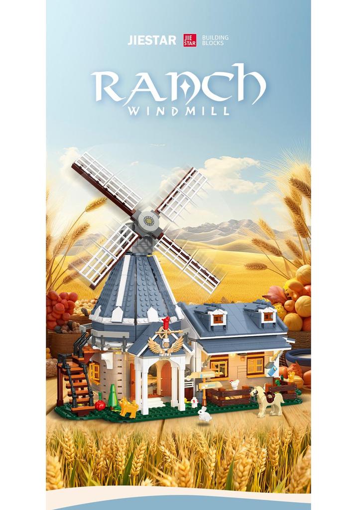 Jie Xing 59166 Windmill Ranch Building Block Model - Children's Educational Assembly Toy