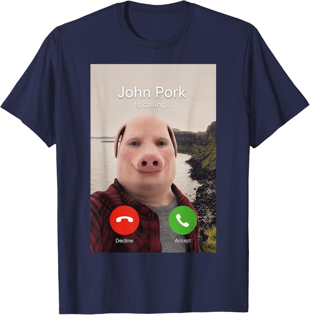 John Pork is Calling Funny Brainrot Meme Embarrassing Pork Unisex T-Shirt