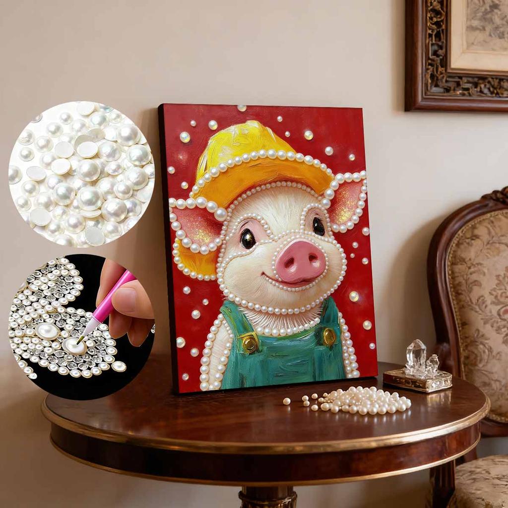 Handmade DIY Pearl Painting Cute Little Pig Theme Bedroom Living Room Frameless Diy Handmade Sticky Diamond Creative Canvas Painting
