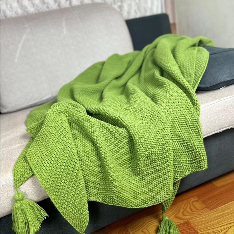 Nordic Knitted Blanket For Office Sofa Napping Blanket Ball Wool Casual Bed Cover Air Conditioning Blanket